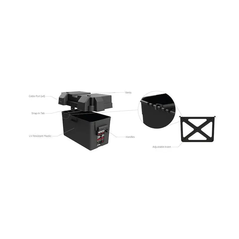 NOCO BG31 Snap-Top Battery Box Group 24–31 Black - Battery Box