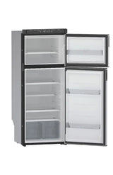 N10DCBKR Norcold 10Cu Ft 12V DC Dual Compartment RV Refrigerator Right Hand Hinge, sleek black design for efficient cooling.
