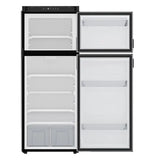 N10DCBKR Norcold 10Cu Ft 12V Dc Dual Compartment RV Refrigerator Right Hand Hinge in sleek black, ideal for RVs.