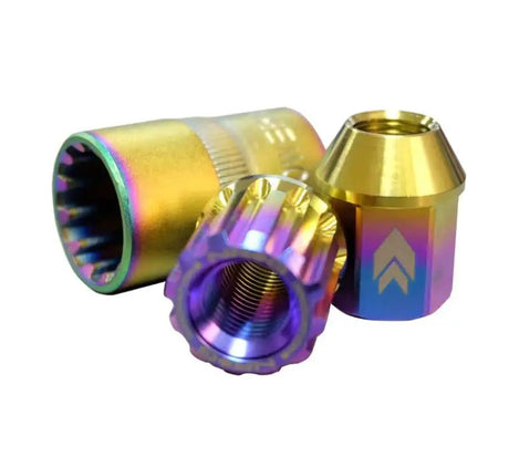 NRG 200 Series M12 X 1.5 Titanium Lug Nut Set - 21 Pc w/Lock Key Socket - Neochrome 