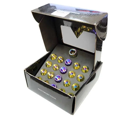 NRG NRG 200 Series M12 X 1.5 Titanium Lug Nut Set - 21 Pc w/Lock Key Socket - Neochrome