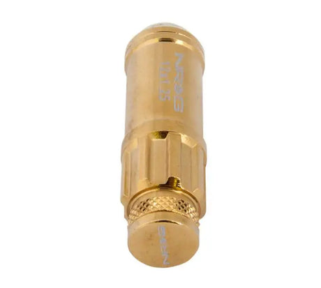 NRG 700 Series M12 X 1.25 Steel Lug Nut w/Dust Cap Cover Set 21 Pc w/Locks & Socket - Chrome Gold 