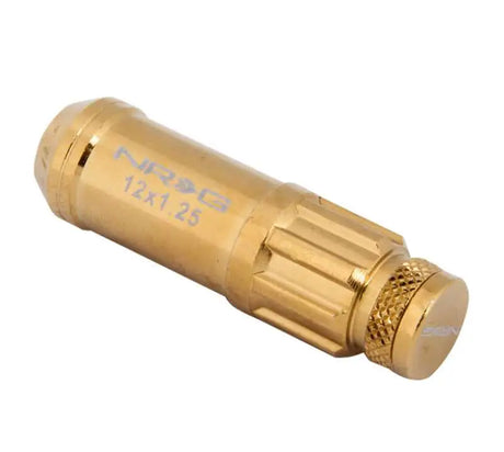 NRG 700 Series M12 X 1.25 Steel Lug Nut w/Dust Cap Cover Set 21 Pc w/Locks & Socket - Chrome Gold 