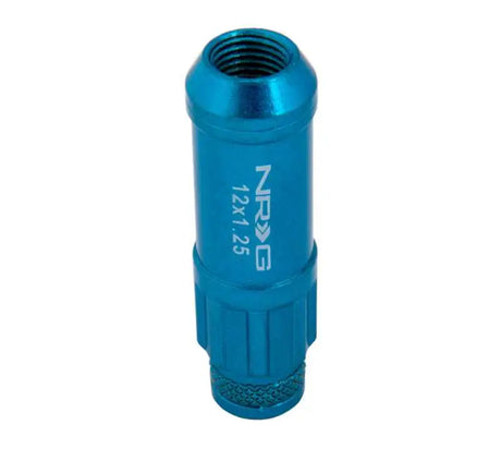 NRG 700 Series M12 X 1.25 Steel Lug Nut w/Dust Cap Cover Set 21 Pc w/Locks & Lock Socket - Blue 