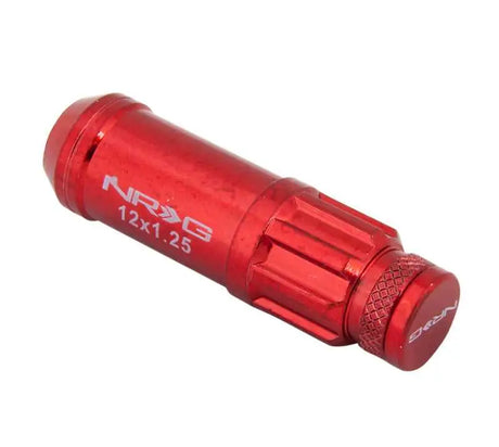 NRG 700 Series M12 X 1.25 Steel Lug Nut w/Dust Cap Cover Set 21 Pc w/Locks & Lock Socket - Red 