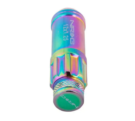 NRG 700 Series M12 X 1.25 Steel Lug Nut w/Dust Cap Cover Set 21 Pc w/Locks & Lock Socket - Neochrome 