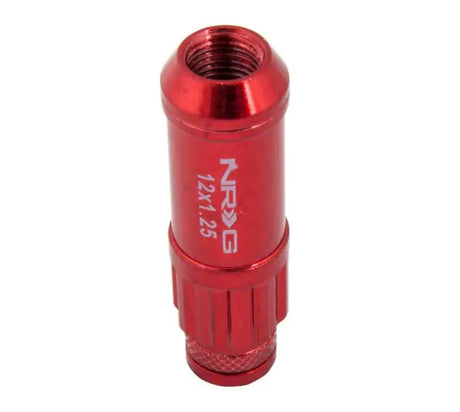 NRG 700 Series M12 X 1.25 Steel Lug Nut w/Dust Cap Cover Set 21 Pc w/Locks & Lock Socket - Red 