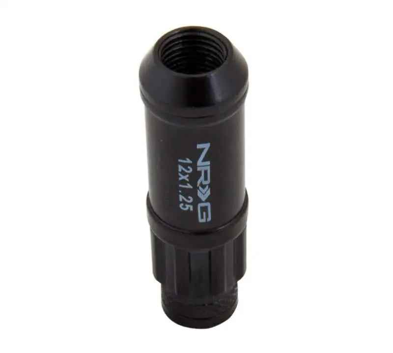 NRG 700 Series M12 X 1.25 Steel Lug Nut w/Dust Cap Cover Set 21 Pc w/Locks & Lock Socket - Black 