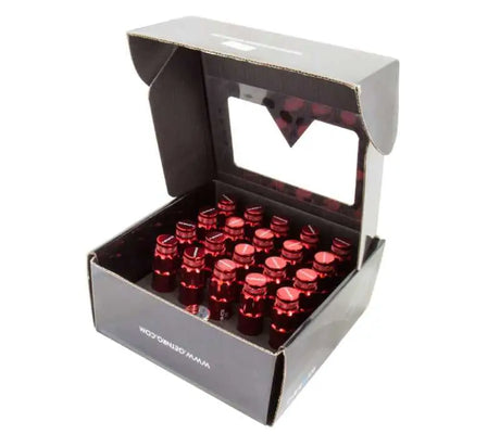 NRG NRG 700 Series M12 X 1.25 Steel Lug Nut w/Dust Cap Cover Set 21 Pc w/Locks & Lock Socket - Red