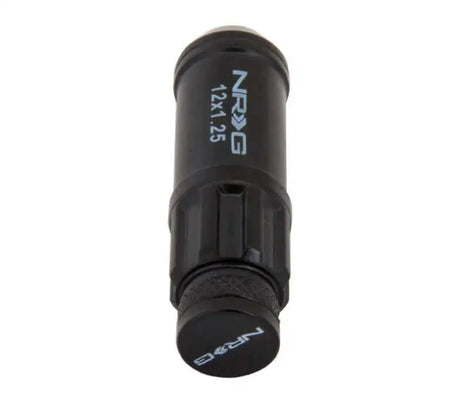 NRG 700 Series M12 X 1.25 Steel Lug Nut w/Dust Cap Cover Set 21 Pc w/Locks & Lock Socket - Black 