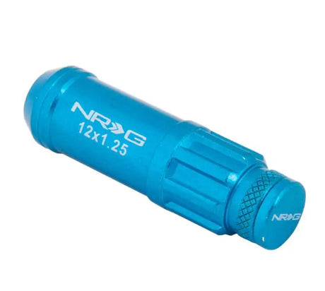 NRG 700 Series M12 X 1.25 Steel Lug Nut w/Dust Cap Cover Set 21 Pc w/Locks & Lock Socket - Blue 