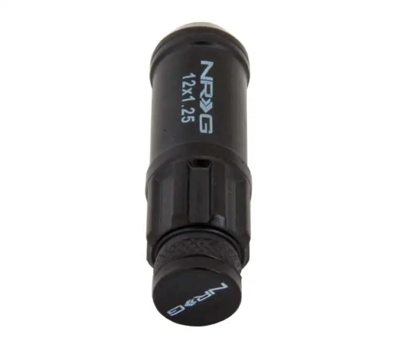 NRG 700 Series M12 X 1.25 Steel Lug Nut w/Dust Cap Cover Set 21 Pc w/Locks & Lock Socket - Black 