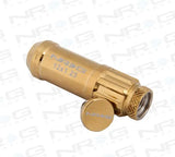 NRG 700 Series M12 X 1.25 Steel Lug Nut w/Dust Cap Cover Set 21 Pc w/Locks & Socket - Chrome Gold 