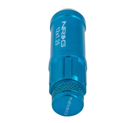 NRG 700 Series M12 X 1.25 Steel Lug Nut w/Dust Cap Cover Set 21 Pc w/Locks & Lock Socket - Blue 