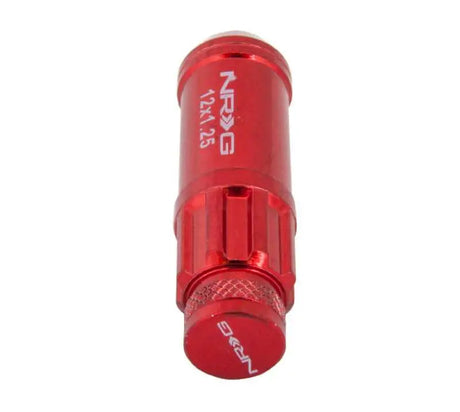 NRG 700 Series M12 X 1.25 Steel Lug Nut w/Dust Cap Cover Set 21 Pc w/Locks & Lock Socket - Red 
