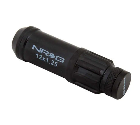 NRG 700 Series M12 X 1.25 Steel Lug Nut w/Dust Cap Cover Set 21 Pc w/Locks & Lock Socket - Black 