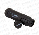 NRG 700 Series M12 X 1.25 Steel Lug Nut w/Dust Cap Cover Set 21 Pc w/Locks & Lock Socket - Black 