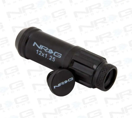 NRG 700 Series M12 X 1.25 Steel Lug Nut w/Dust Cap Cover Set 21 Pc w/Locks & Lock Socket - Black 