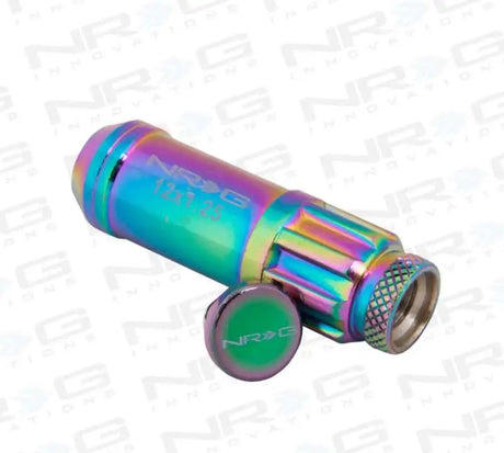 NRG 700 Series M12 X 1.25 Steel Lug Nut w/Dust Cap Cover Set 21 Pc w/Locks & Lock Socket - Neochrome 