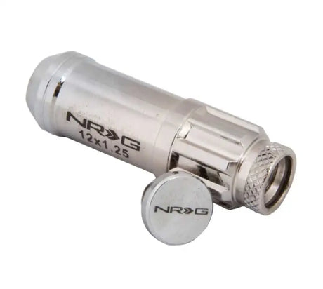 NRG 700 Series M12 X 1.25 Steel Lug Nut w/Dust Cap Cover Set 21 Pc w/Locks & Lock Socket - Silver 