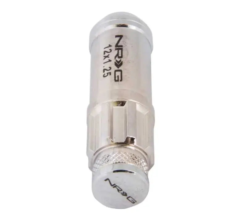 NRG 700 Series M12 X 1.25 Steel Lug Nut w/Dust Cap Cover Set 21 Pc w/Locks & Lock Socket - Silver 
