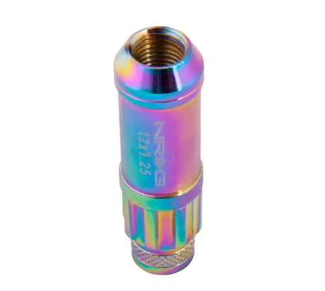 NRG 700 Series M12 X 1.25 Steel Lug Nut w/Dust Cap Cover Set 21 Pc w/Locks & Lock Socket - Neochrome 