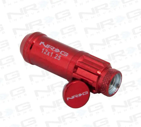 NRG 700 Series M12 X 1.25 Steel Lug Nut w/Dust Cap Cover Set 21 Pc w/Locks & Lock Socket - Red 