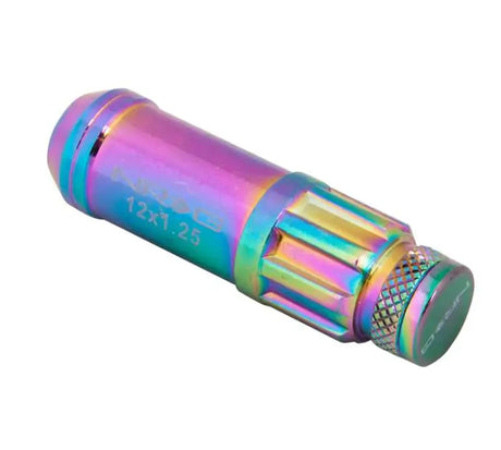 NRG 700 Series M12 X 1.25 Steel Lug Nut w/Dust Cap Cover Set 21 Pc w/Locks & Lock Socket - Neochrome 