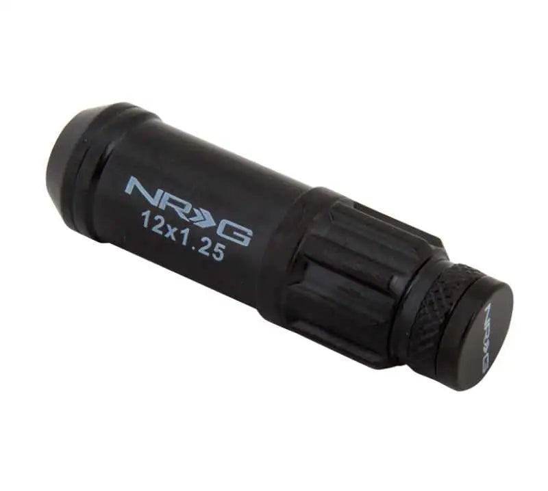 NRG 700 Series M12 X 1.25 Steel Lug Nut w/Dust Cap Cover Set 21 Pc w/Locks & Lock Socket - Black 
