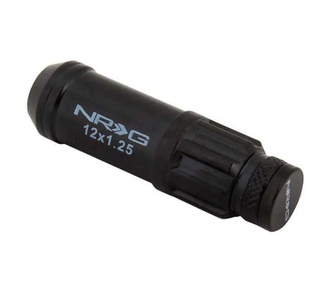 NRG 700 Series M12 X 1.25 Steel Lug Nut w/Dust Cap Cover Set 21 Pc w/Locks & Lock Socket - Black 