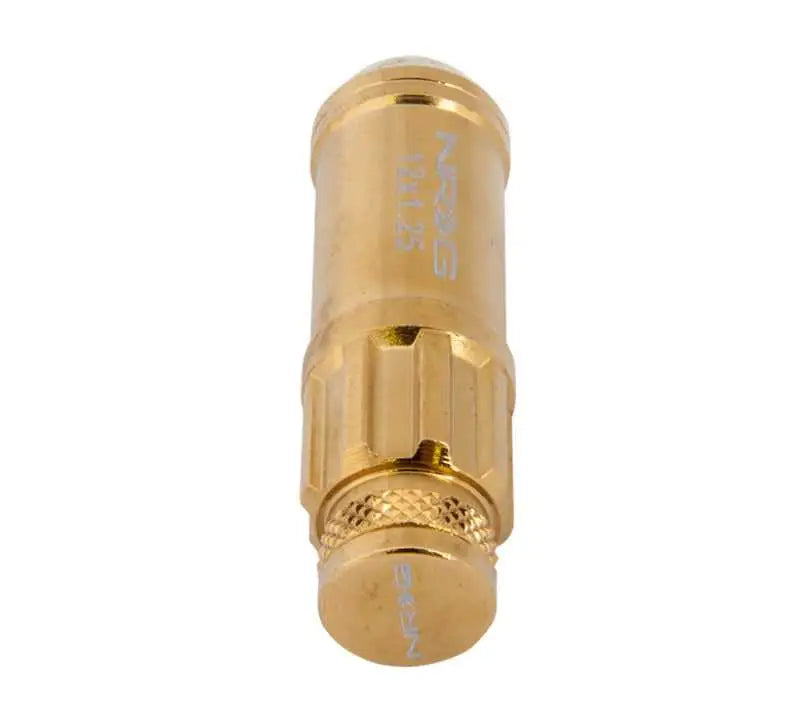 NRG 700 Series M12 X 1.25 Steel Lug Nut w/Dust Cap Cover Set 21 Pc w/Locks & Socket - Chrome Gold 