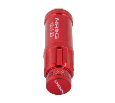 NRG 700 Series M12 X 1.25 Steel Lug Nut w/Dust Cap Cover Set 21 Pc w/Locks & Lock Socket - Red 