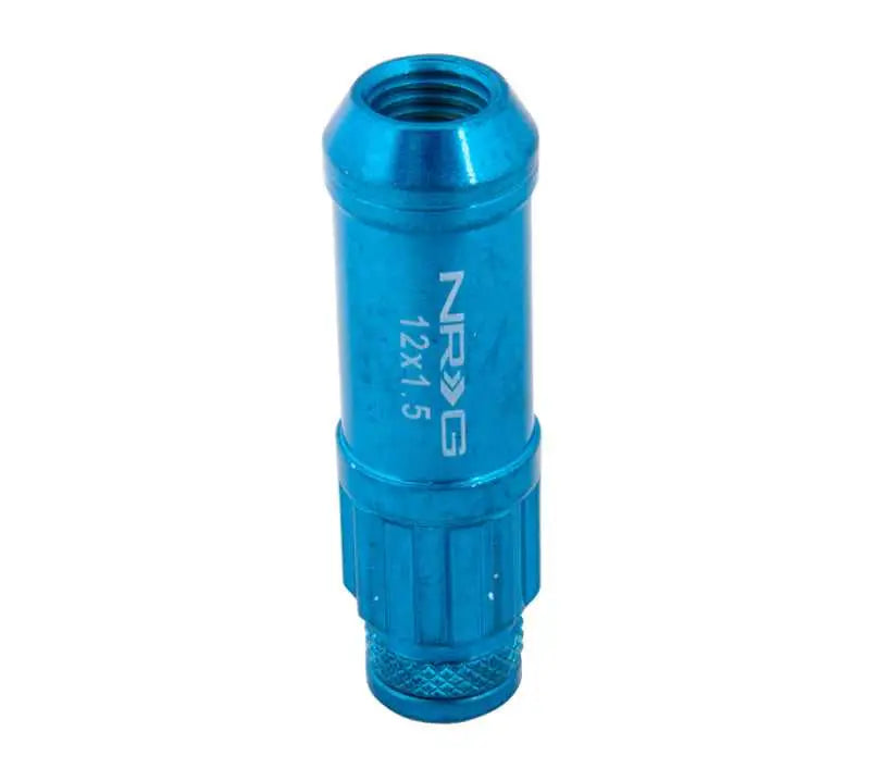 NRG 700 Series M12 X 1.5 Steel Lug Nut w/Dust Cap Cover Set 21 Pc w/Locks & Lock Socket - Blue 