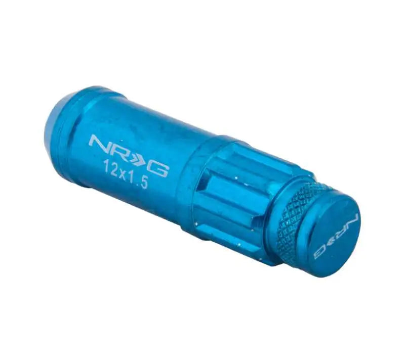 NRG 700 Series M12 X 1.5 Steel Lug Nut w/Dust Cap Cover Set 21 Pc w/Locks & Lock Socket - Blue 