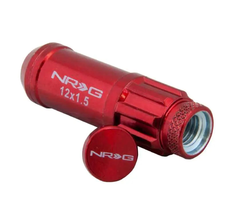 NRG 700 Series M12 X 1.5 Steel Lug Nut w/Dust Cap Cover Set 21 Pc w/Locks & Lock Socket - Red 