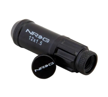 NRG 700 Series M12 X 1.5 Steel Lug Nut w/Dust Cap Cover Set 21 Pc w/Locks & Lock Socket - Black 