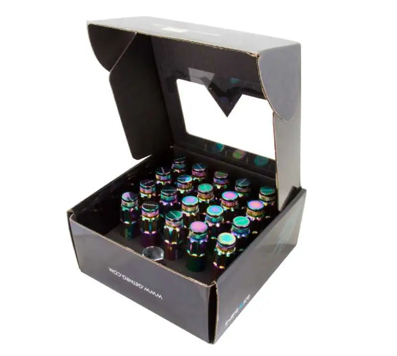 NRG NRG 700 Series M12 X 1.5 Steel Lug Nut w/Dust Cap Cover Set 21 Pc w/Locks & Lock Socket - Neochrome