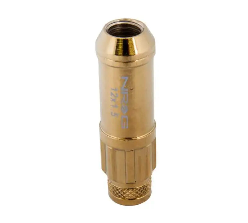 NRG 700 Series M12 X 1.5 Steel Lug Nut w/Dust Cap Cover Set 21 Pc w/Locks & Socket - Chrome Gold 