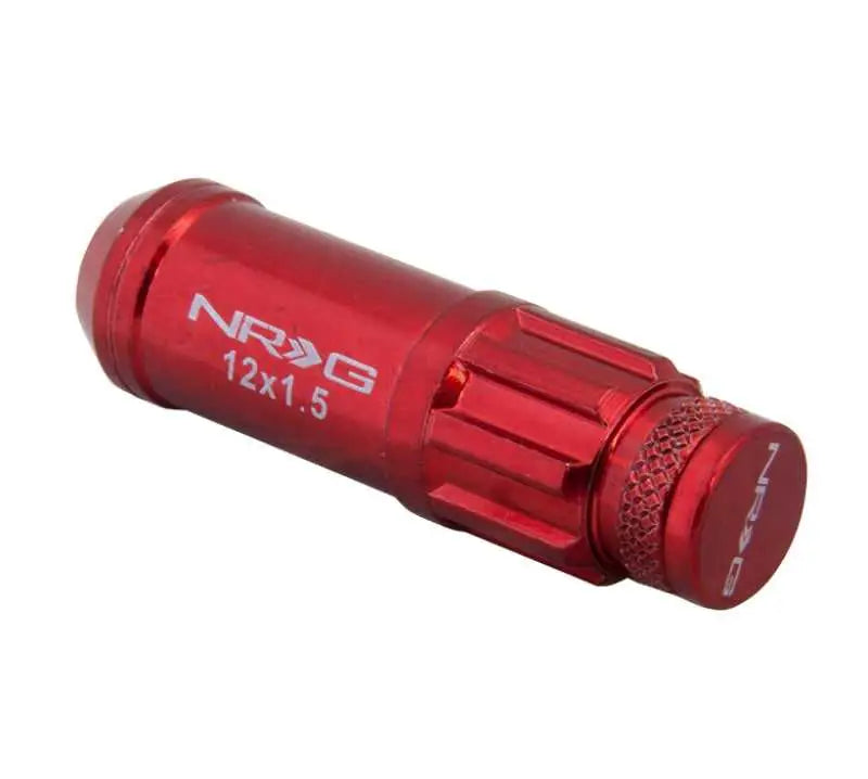 NRG 700 Series M12 X 1.5 Steel Lug Nut w/Dust Cap Cover Set 21 Pc w/Locks & Lock Socket - Red 