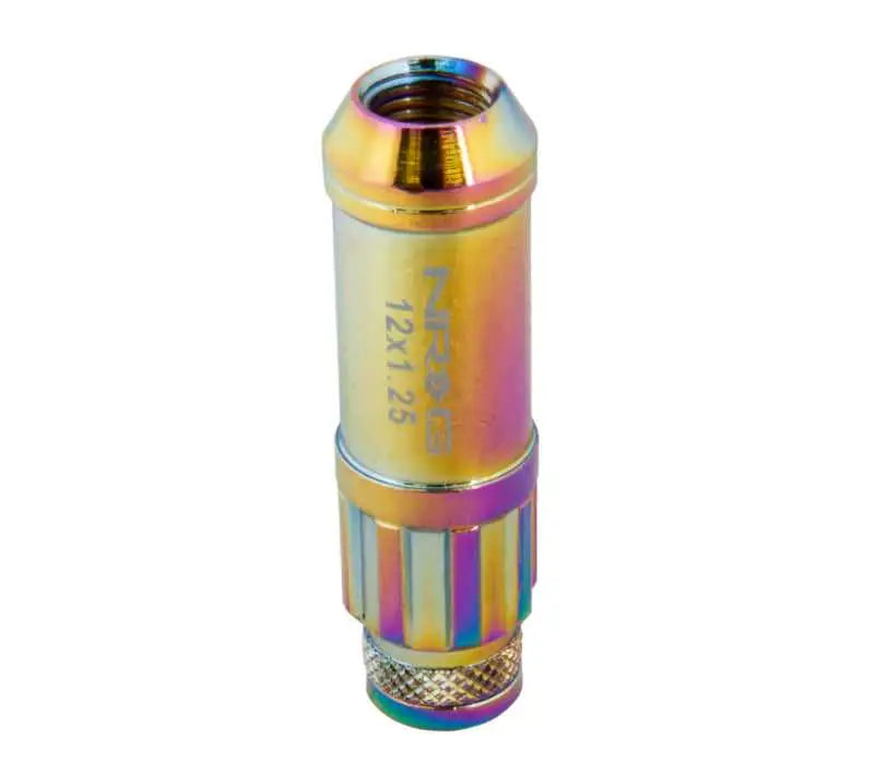 NRG 700 Series M12 X 1.5 Steel Lug Nut w/Dust Cap Cover Set 21 Pc w/Locks & Lock Socket - Neochrome 