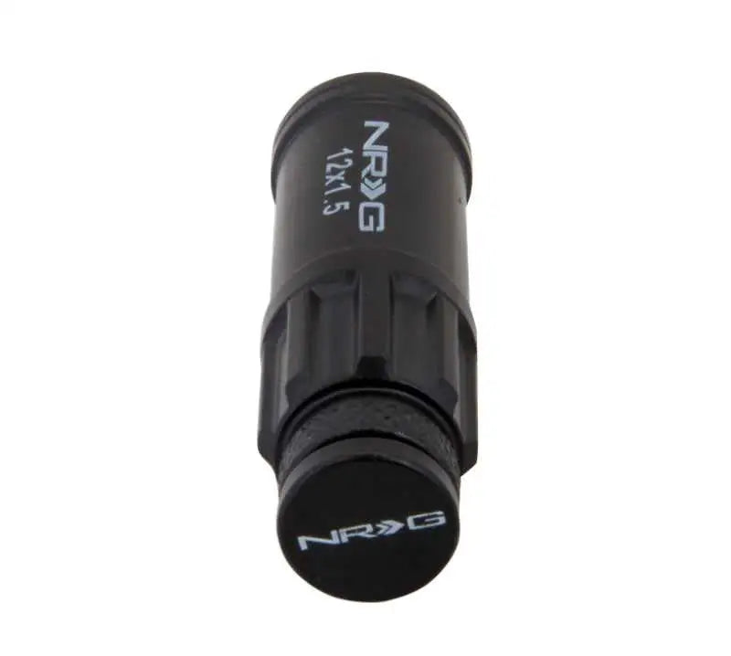NRG 700 Series M12 X 1.5 Steel Lug Nut w/Dust Cap Cover Set 21 Pc w/Locks & Lock Socket - Black 