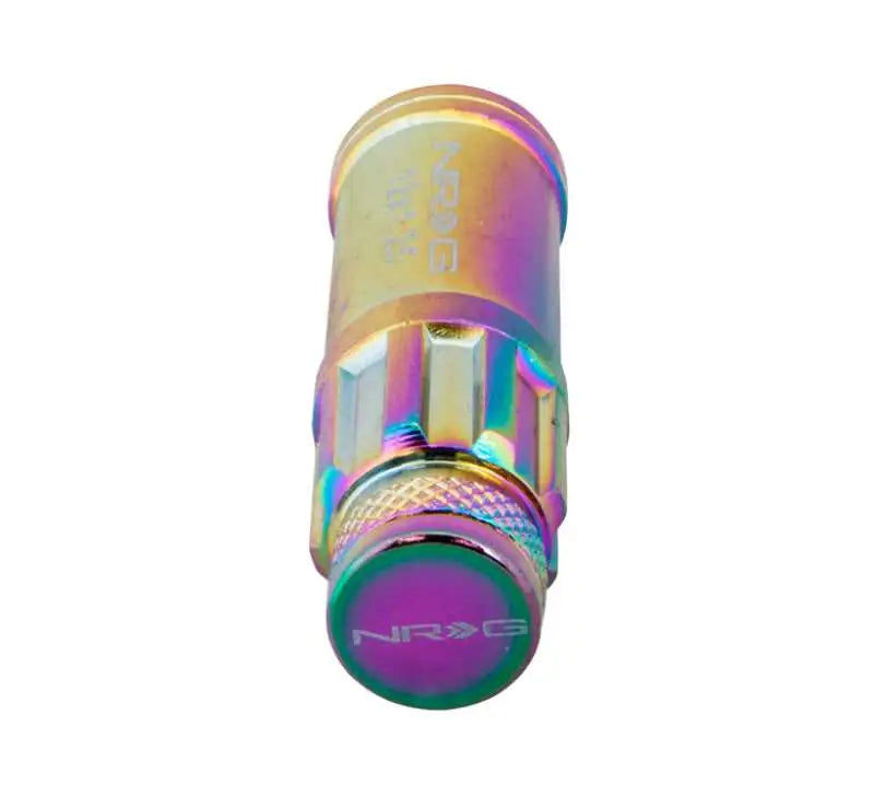 NRG 700 Series M12 X 1.5 Steel Lug Nut w/Dust Cap Cover Set 21 Pc w/Locks & Lock Socket - Neochrome 
