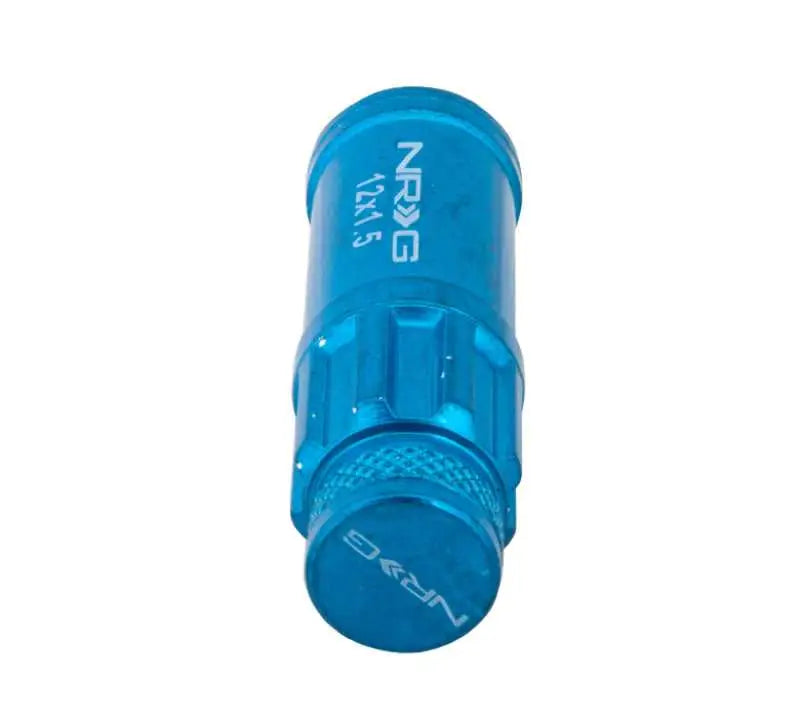 NRG 700 Series M12 X 1.5 Steel Lug Nut w/Dust Cap Cover Set 21 Pc w/Locks & Lock Socket - Blue 