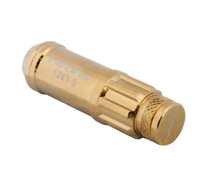 NRG 700 Series M12 X 1.5 Steel Lug Nut w/Dust Cap Cover Set 21 Pc w/Locks & Socket - Chrome Gold 
