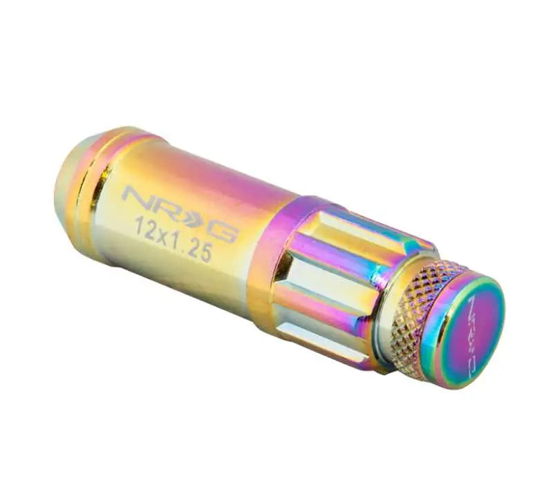 NRG 700 Series M12 X 1.5 Steel Lug Nut w/Dust Cap Cover Set 21 Pc w/Locks & Lock Socket - Neochrome 