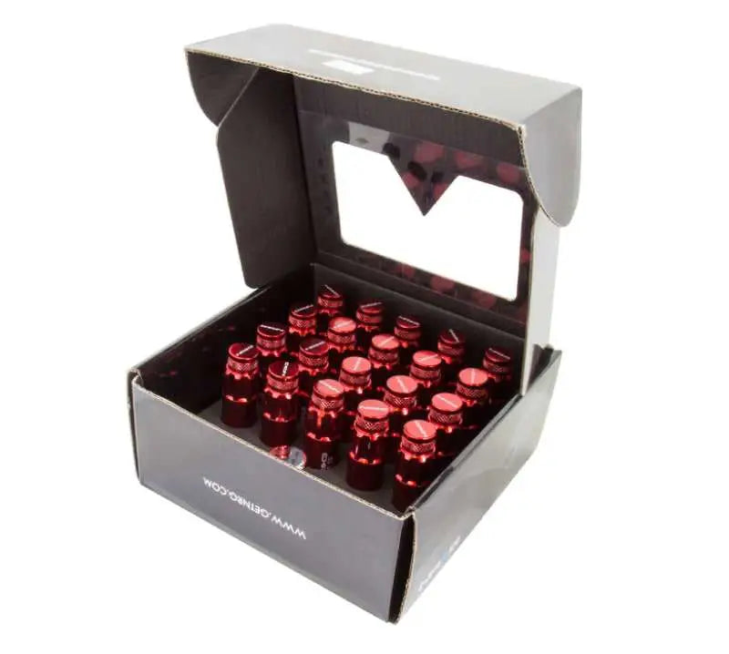 NRG NRG 700 Series M12 X 1.5 Steel Lug Nut w/Dust Cap Cover Set 21 Pc w/Locks & Lock Socket - Red