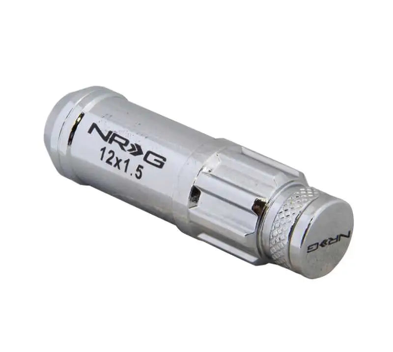 NRG 700 Series M12 X 1.5 Steel Lug Nut w/Dust Cap Cover Set 21 Pc w/Locks & Lock Socket - Silver 
