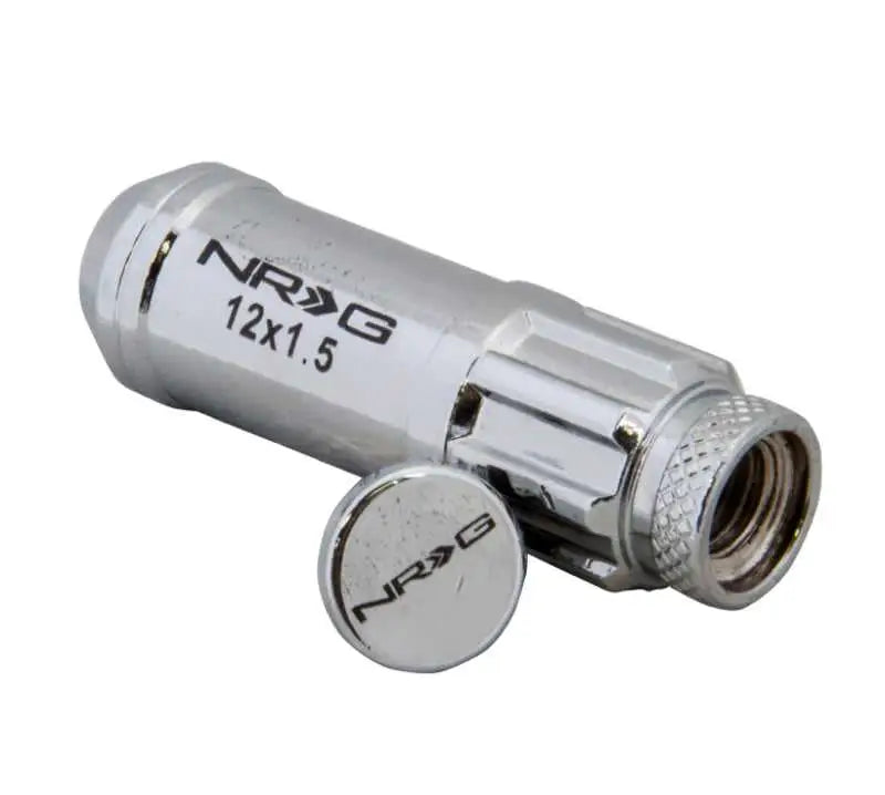 NRG 700 Series M12 X 1.5 Steel Lug Nut w/Dust Cap Cover Set 21 Pc w/Locks & Lock Socket - Silver 