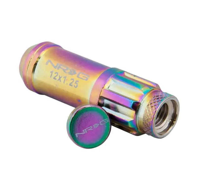 NRG 700 Series M12 X 1.5 Steel Lug Nut w/Dust Cap Cover Set 21 Pc w/Locks & Lock Socket - Neochrome 