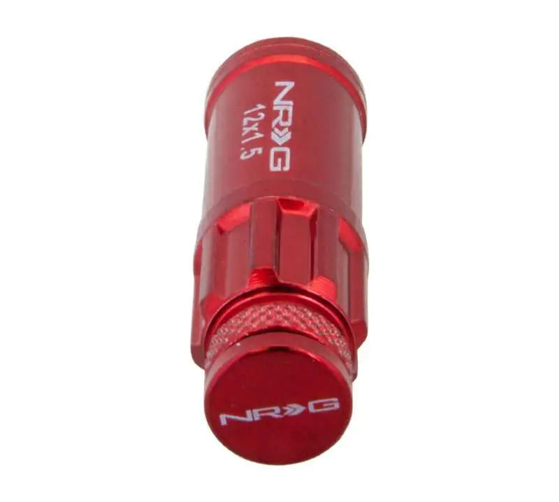 NRG 700 Series M12 X 1.5 Steel Lug Nut w/Dust Cap Cover Set 21 Pc w/Locks & Lock Socket - Red 